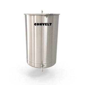 Butoi inox alimentar CONVELT cu capac total si inchidere etansa cu colier 250 Litri