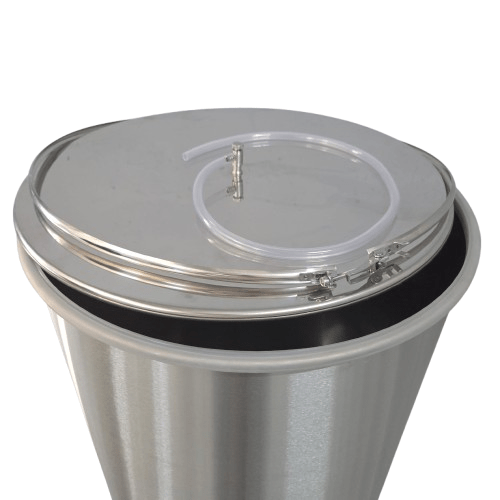 Butoi inox alimentar CONVELT cu capac total si inchidere etansa cu colier 110 Litri - imagine 3