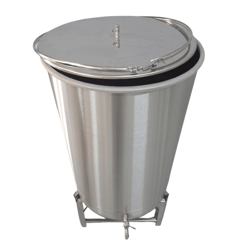 Butoi inox alimentar CONVELT cu capac total si inchidere etansa cu colier 110 Litri - imagine 2