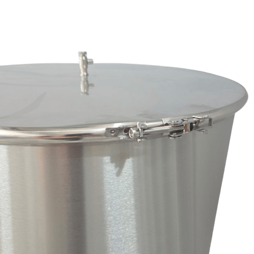 Butoi inox alimentar CONVELT cu capac total si inchidere etansa cu colier 110 Litri - imagine 4