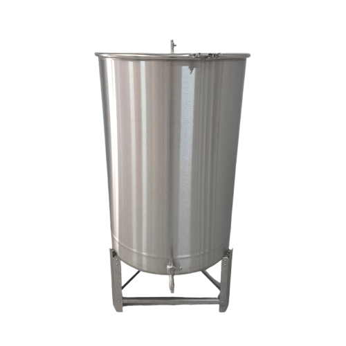 Butoi inox alimentar CONVELT cu capac total si inchidere etansa cu colier 110 Litri